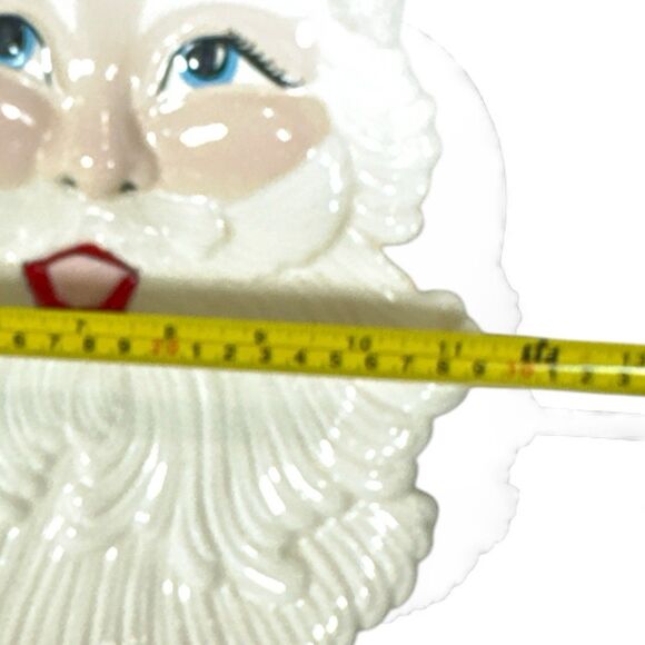 Large Santa Plate Wall Hanging Vintage Atlantic Mold Hand Painted Textured Trim - Picture 6 of 9